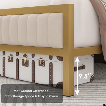 Divan Bed: Burglind Upholstered Platform Bed with Velvet Tufted Headboard