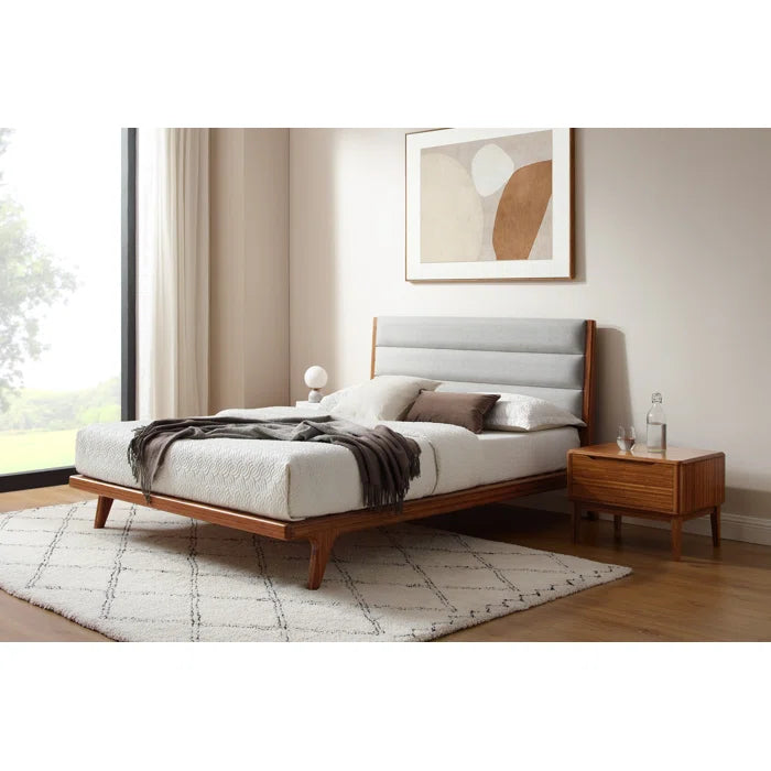 Divan Bed: Horey Solid Wood and Upholstered Platform Bed