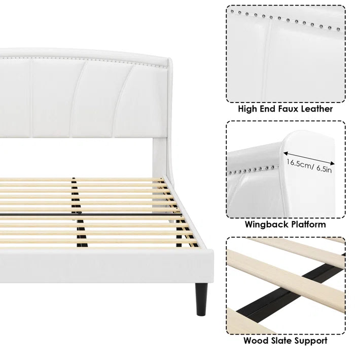 Divan Bed: Kohan Platform Bed Frame with Wingback Headboard