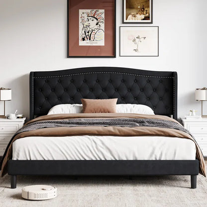 Divan Bed: Lyndhur Tufted Upholstered Low Profile Standard Bed