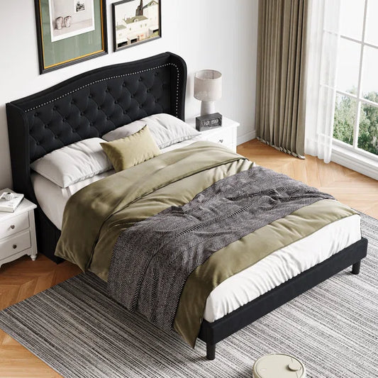 Divan Bed: Lyndhur Tufted Upholstered Low Profile Standard Bed