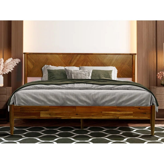 Divan Bed: Panthera Solid Wood Bed Frame with Artistic Patterned Headboard