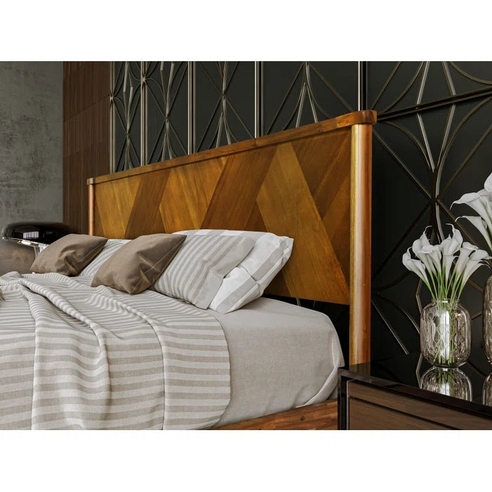 Divan Bed: Panthera Solid Wood Bed Frame with Artistic Patterned Headboard