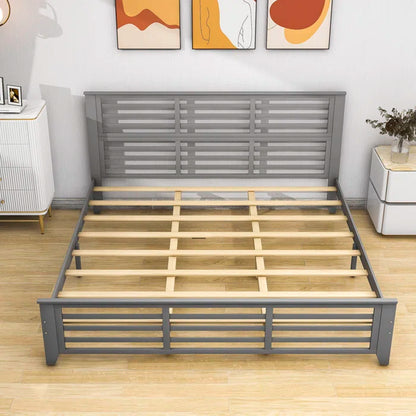 Divan Bed: Wooden Platform Bed with Headboard and Slats Support
