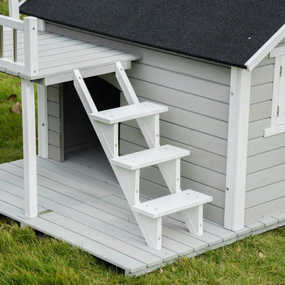 Dog House: Gray Wood Dog Kennel