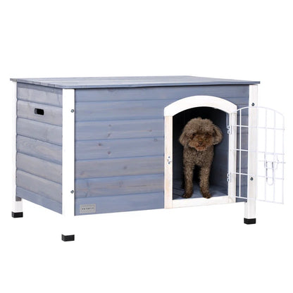 Dog House: Wood Dog Kennel Gray