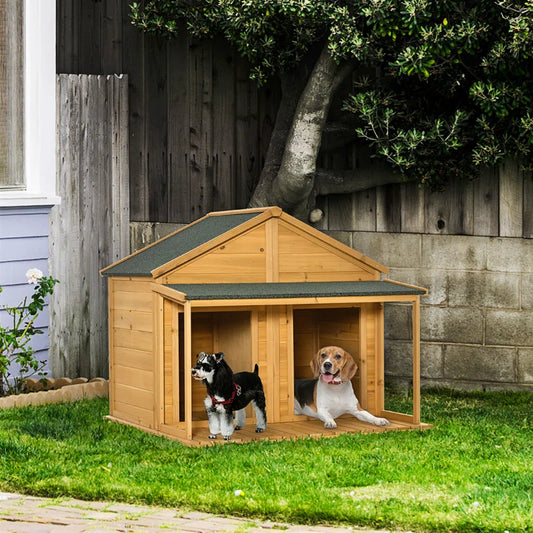 Dog House: Wood Double Dog Kennel