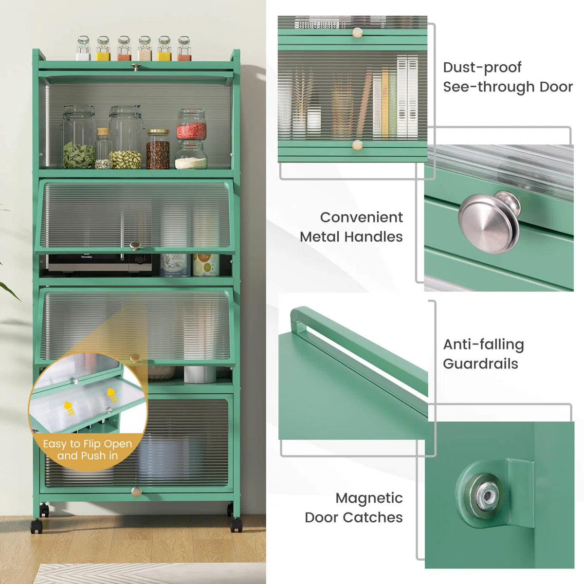 Kitchen Racks: 5-Tier Kitchen Baker's Rack Storage Cabinet with Flip-U ...
