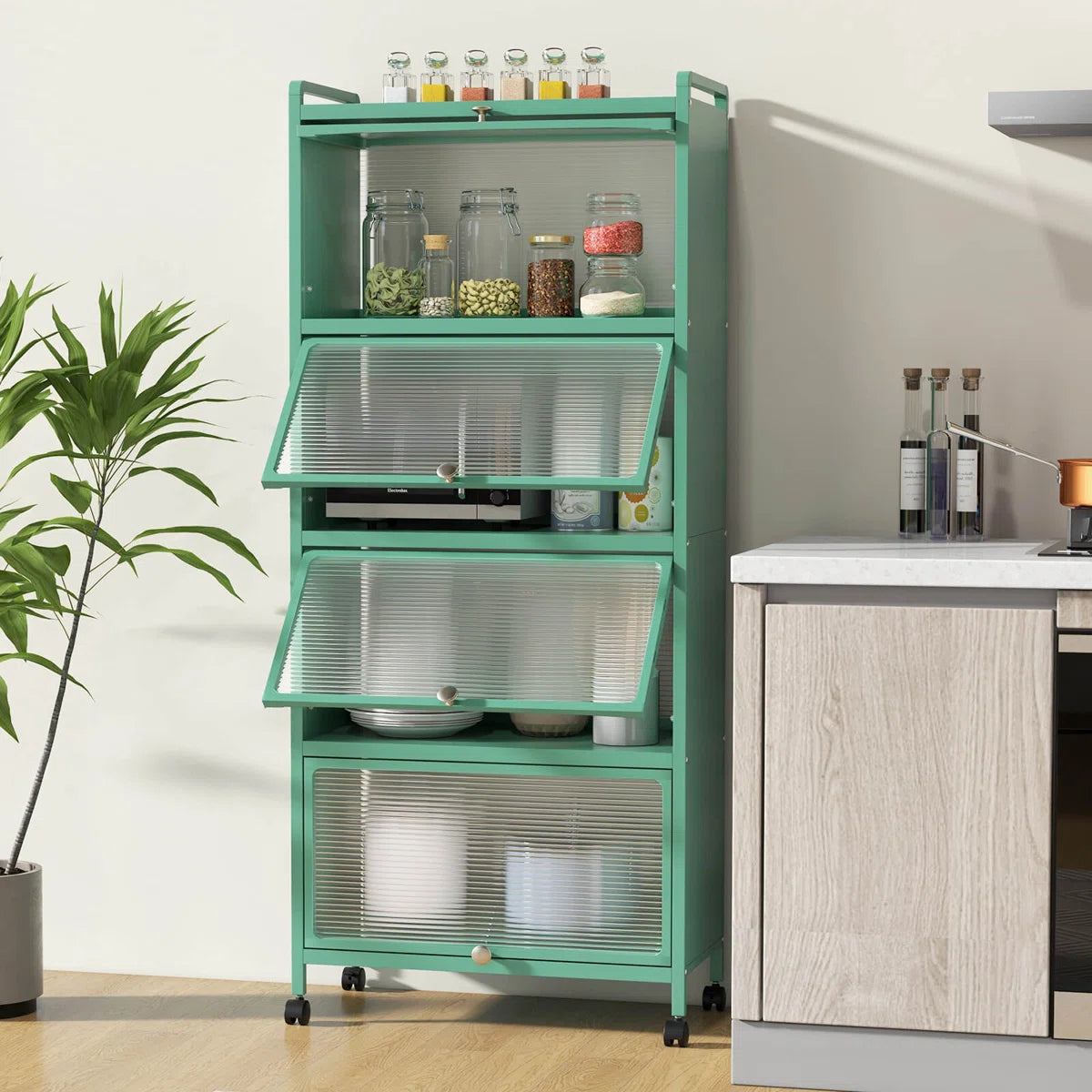 Kitchen Racks: 5-Tier Kitchen Baker's Rack Storage Cabinet with Flip-U ...