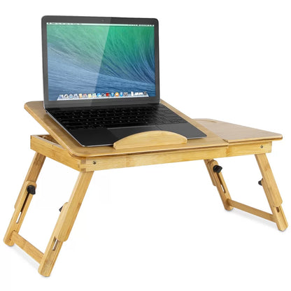 Folding Study Table: Adjustable Bamboo Laptop