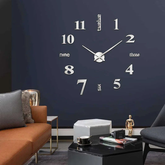Home Decor: 3D Wall Clock Silver