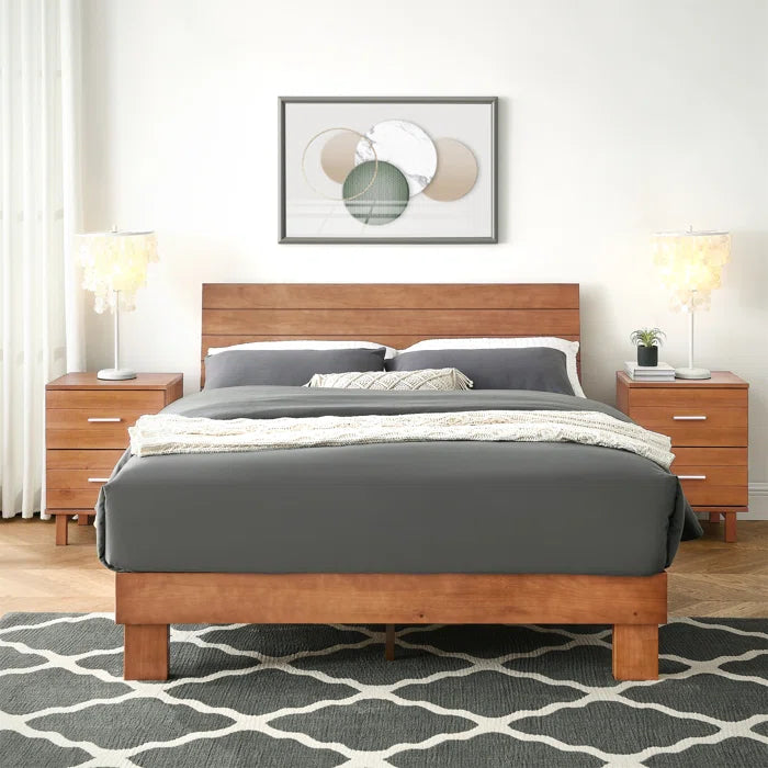 Hydraulic Bed: Addis Platform Bed with Adjustable Height Headboard for Bedroom