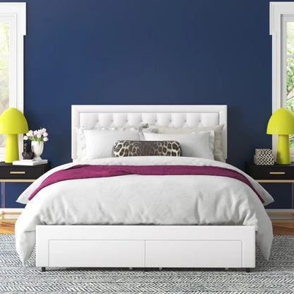 Hydraulic Bed: Binghamton Upholstered Platform Storage Bed with 2 drawers