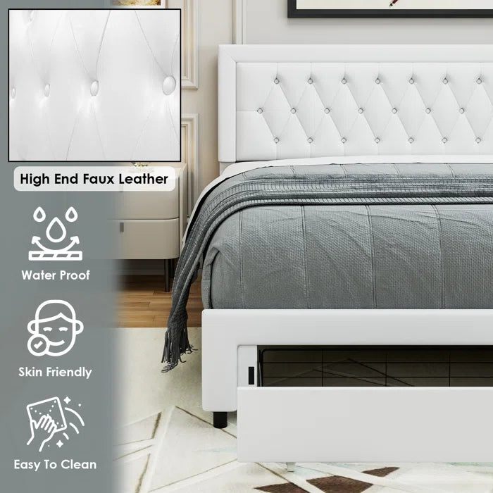 Hydraulic Bed: Binghamton Upholstered Platform Storage Bed with 2 drawers