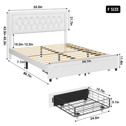 Hydraulic Bed: Binghamton Upholstered Platform Storage Bed with 2 drawers