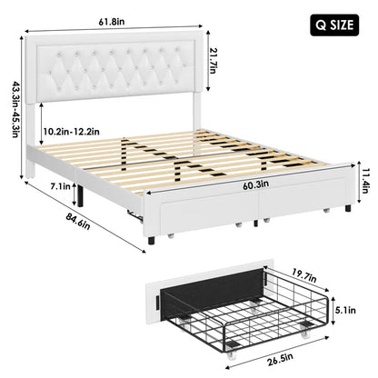 Hydraulic Bed: Binghamton Upholstered Platform Storage Bed with 2 drawers
