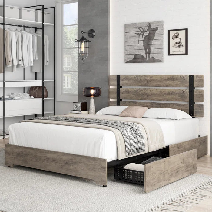 Hydraulic Bed: Em Storage Bed With 4 Drawers