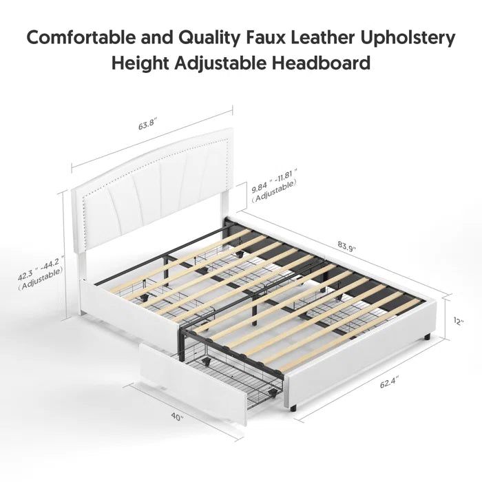 Hydraulic Bed: Faux Leather Storage Bed Queen Size