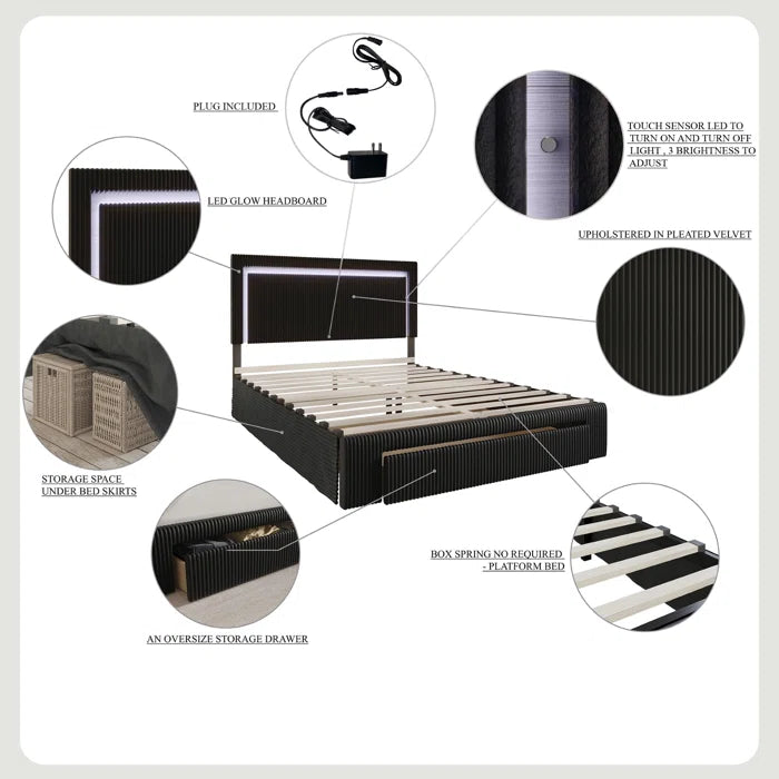 Hydraulic Bed: Gouker Upholstered Storage Bed