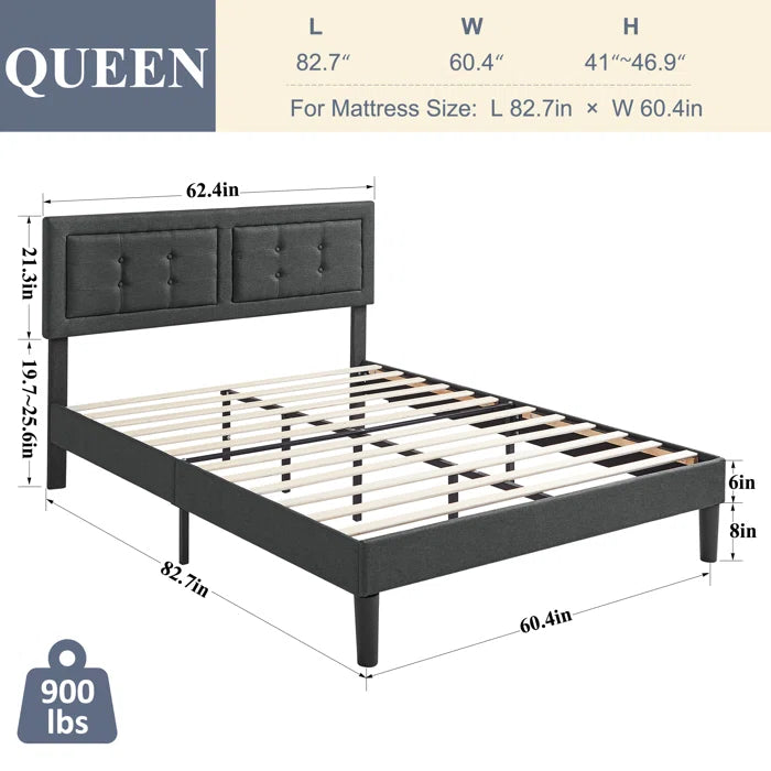 Hydraulic Bed: Kempst Upholstered Platform Bed Frame/Mattress Foundation with Height Adjustable Headboard