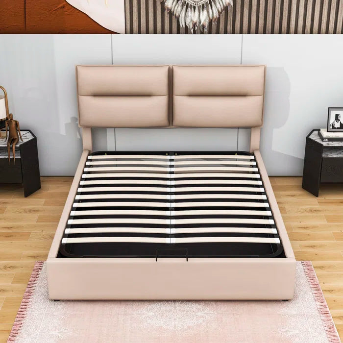 Hydraulic Bed: Upholstered Platform bed with a Hydraulic Storage System
