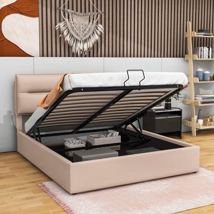 Hydraulic Bed: Upholstered Platform bed with a Hydraulic Storage Syste ...