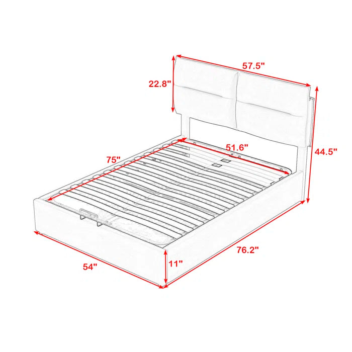 Hydraulic Bed: Upholstered Platform bed with a Hydraulic Storage System