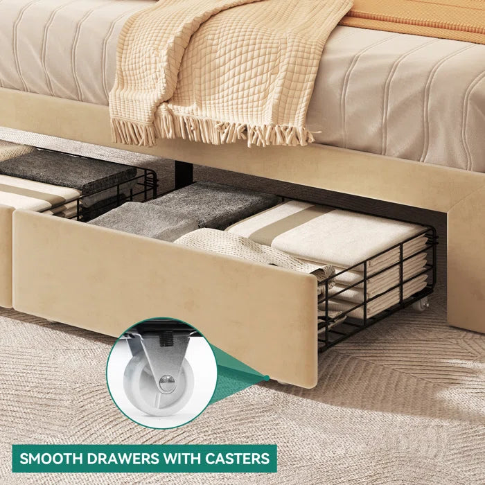 Hydraulic Bed: Upholstered Storage Bed with Built-in USB