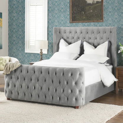 King Size Bed: New Design Upholstered Bed Gray