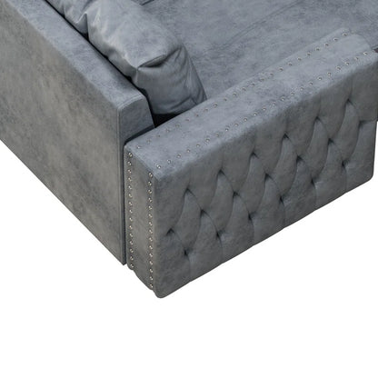 L Shape Sofa Cum Bed: 90.5'' Upholstered Sofa Bed