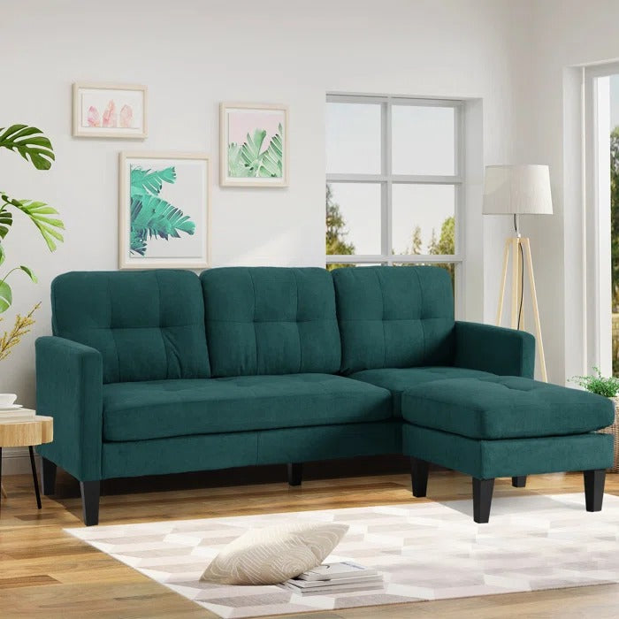 L Shape Sofa Set: 73.82" Wide Linen Upholstered Chaise Sectional