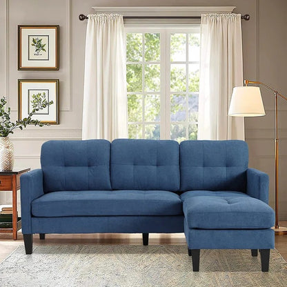 L Shape Sofa Set: 73.82" Wide Linen Upholstered Chaise Sectional