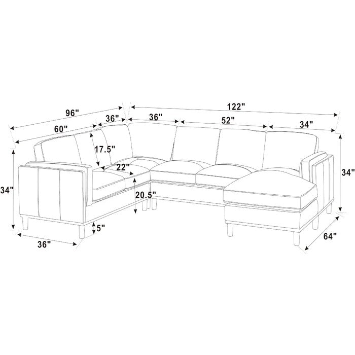 L Shape Sofa Set: 8-Person Corner Sectional L Shape Sofa