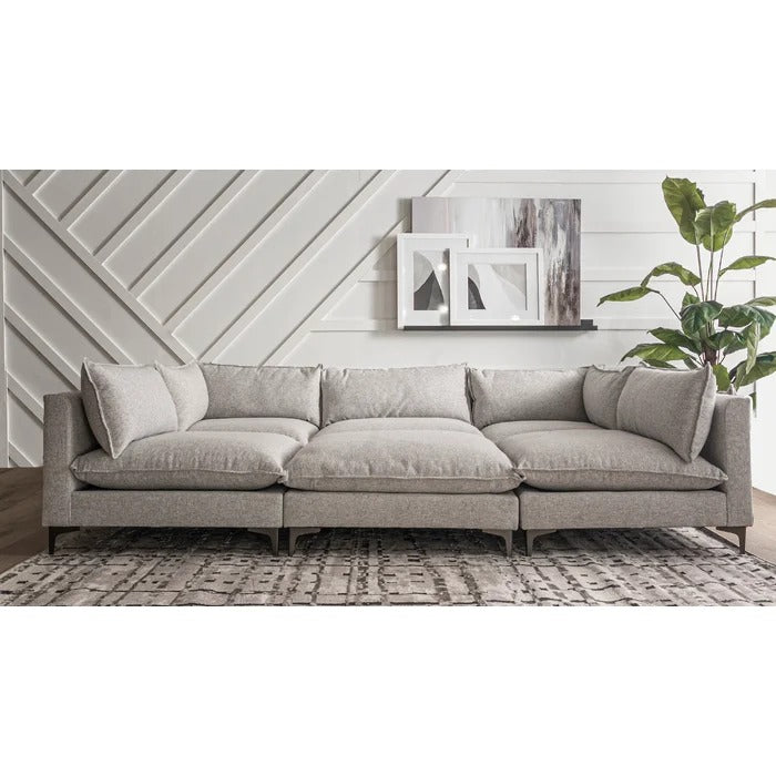 L Shape Sofa Set: Family-Friendly Fabric & Comfortable Sofa