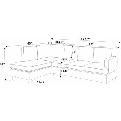 L Shape Sofa Set: Left-Hand-Facing, Sofa-and-Chaise Sectional