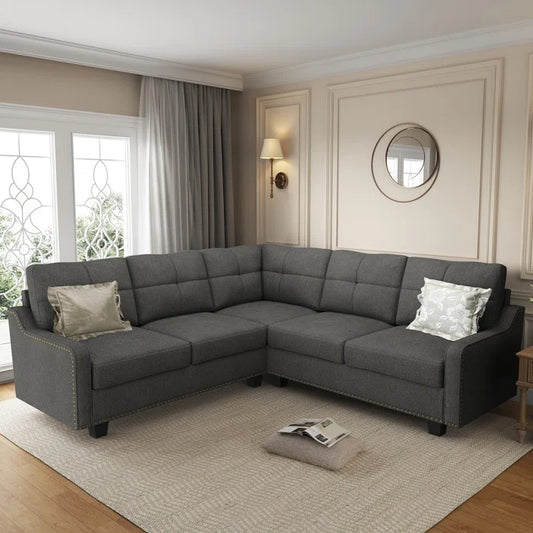 L Shape Sofa Set: Living Room 3+2 Corner Sectional Sofa