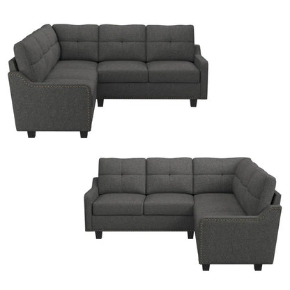 L Shape Sofa Set: Living Room 3+2 Corner Sectional Sofa