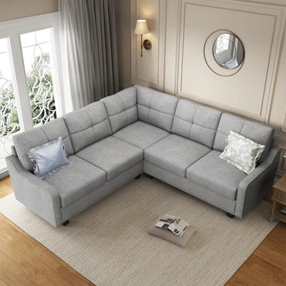 L Shape Sofa Set: Living Room 3+2 Corner Sectional Sofa