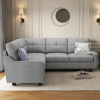 L Shape Sofa Set: Living Room 3+2 Corner Sectional Sofa