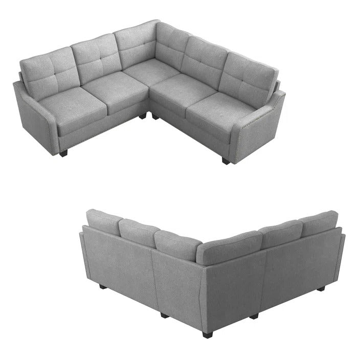 L Shape Sofa Set: Living Room 3+2 Corner Sectional Sofa