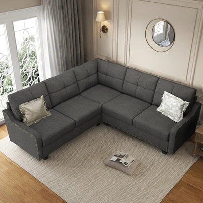 L Shape Sofa Set: Living Room 3+2 Corner Sectional Sofa