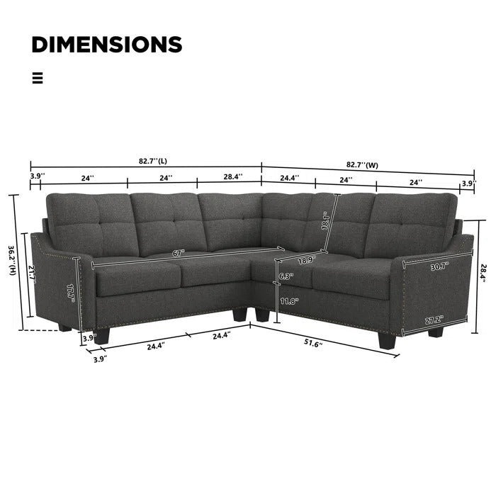 L Shape Sofa Set: Living Room 3+2 Corner Sectional Sofa