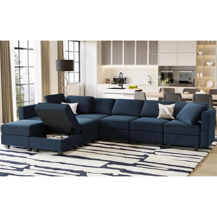 L Shape Sofa Set:- Rome Sectional Fabric Sofa Set (Sandals Cream & Bro –  GKW Retail