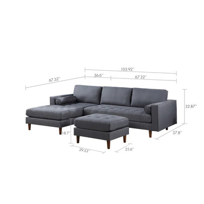 L Shape Sofa Set: Reversible Sofa & Chaise with Ottoman