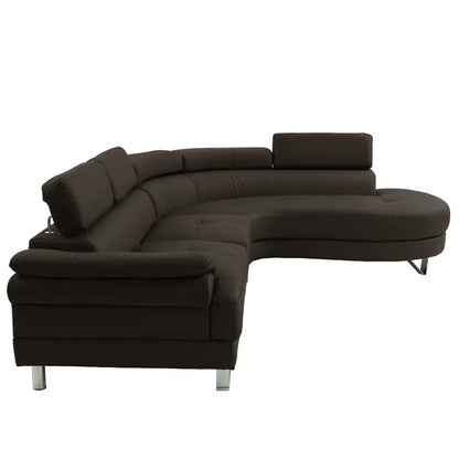 L Shape Sofa Set: Upholstered in Smooth Faux Leather