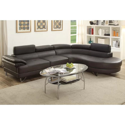 L Shape Sofa Set: Upholstered in Smooth Faux Leather