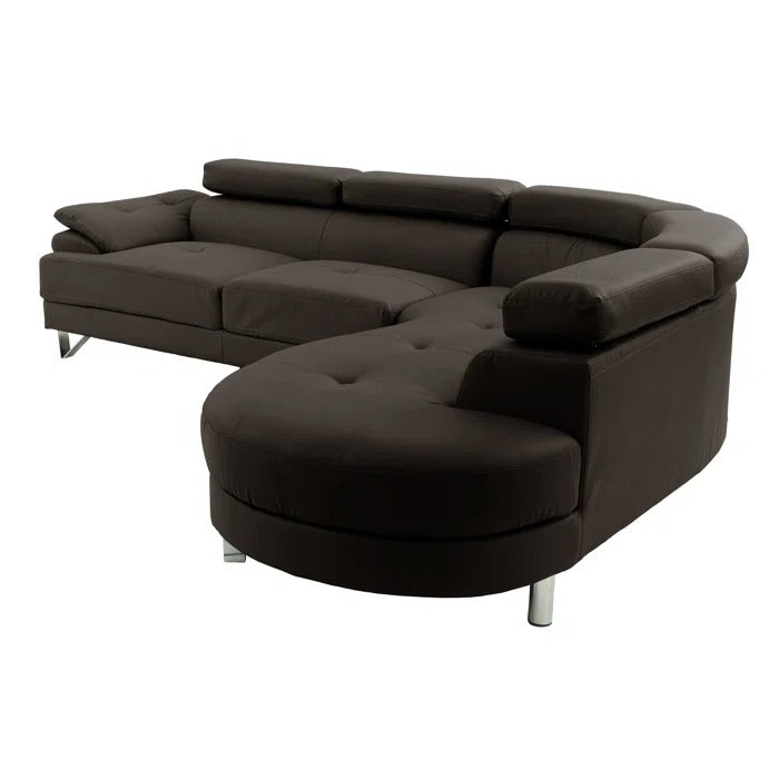 L Shape Sofa Set: Upholstered in Smooth Faux Leather