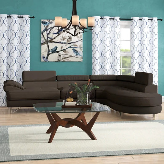 L Shape Sofa Set: Upholstered in Smooth Faux Leather