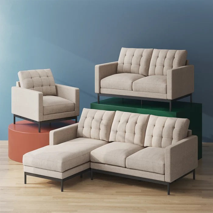 L Shape Sofaaa Set: Durable Steel Frame Sofa Set