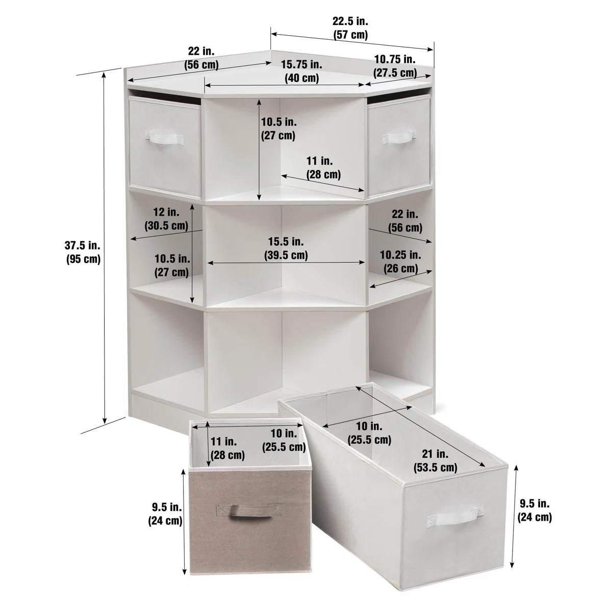 Kids Toy Storage Unit: Corner Cubby Storage with 9 Shelves and 4 Bins ...